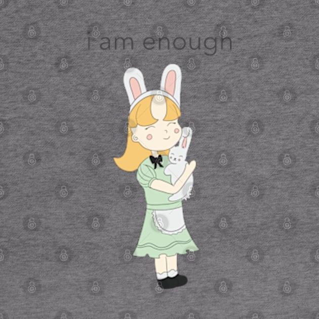 Cute Girl with Bunny Inspirational Affirmation by WBArtwork